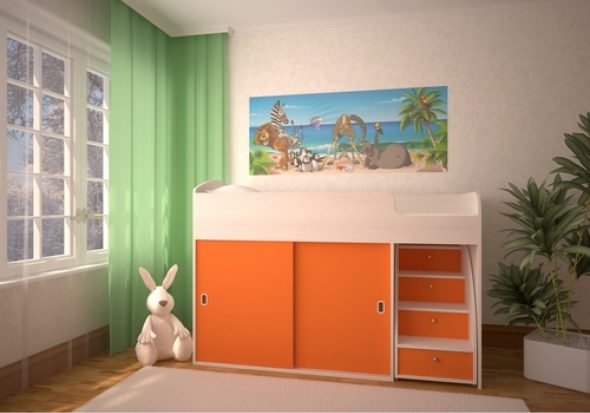 طفل صغير كوبيه سرير علوي