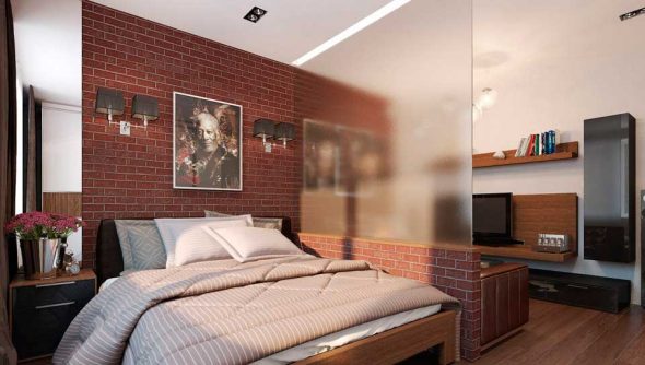 فصل غرفة المعيشة وغرفة النوم باستخدام أقسام