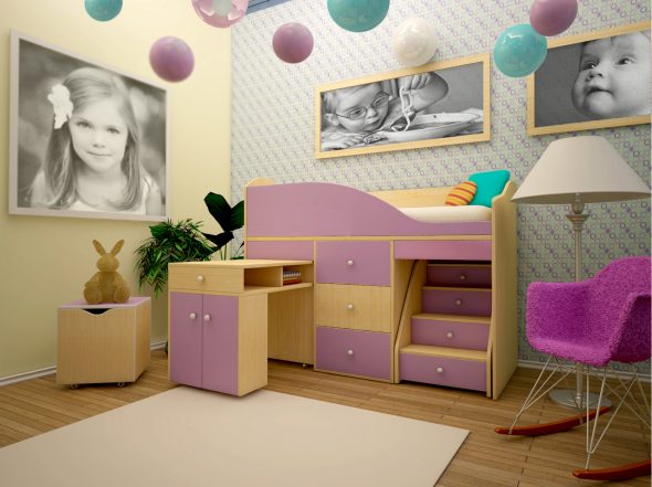 سرير أرجواني مع الجانبين