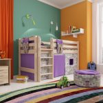 سرير أرجواني لطفلين