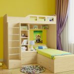 سرير بطابقين مع الرفوف