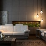 أريكة بيضاء صغيرة رمادية