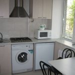 غسالة في المطبخ البيج