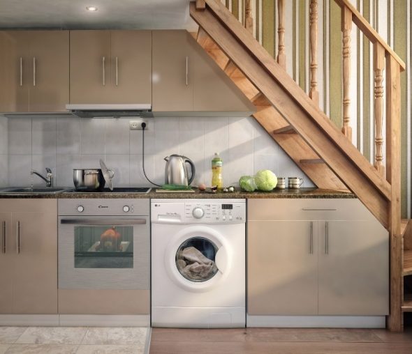 غسالة في المطبخ