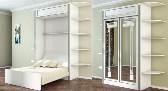 سرير خزانة مع مرآة