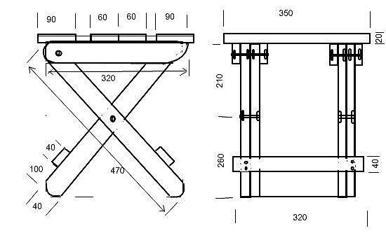 رسم كرسي قابلة للطي
