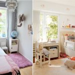 الديكور والستائر في الداخل من غرفة ضيقة للأطفال