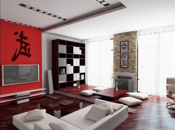 تصميم غرفة المعيشة على الطريقة اليابانية