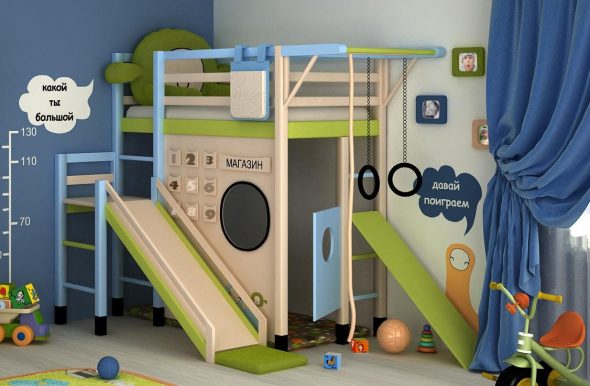 سرير الأطفال مع شريحة