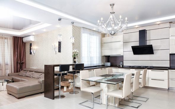 تصميم المطبخ مع غرفة الطعام