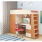 العلية السرير مع منطقة العمل