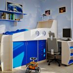 سرير علوي مع مساحة عمل وخزانة ملابس