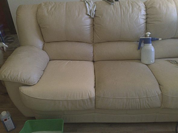 فرشاة أريكة من الجلد الأبيض