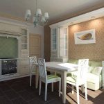 تصميم المطبخ 10 متر مربع. مع أريكة