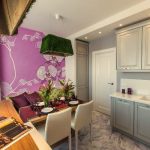 تصميم المطبخ 10 متر مربع. مع أريكة