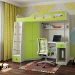 سرير علوي مع مساحة عمل عالية