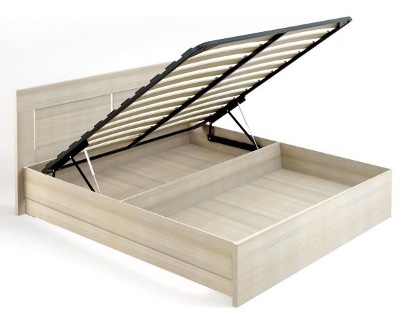 السرير مع قاعدة معدنية