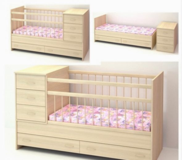 سرير ابيض البلوط