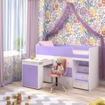 العلية سرير أنيق مع منطقة العمل