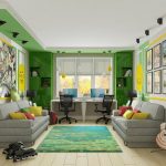 الداخلية الأصفر والأخضر للحضانة