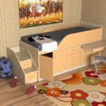 سرير الطفل مع الجانبين مع خزانة ذات أدراج