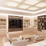 أثاث أبيض في غرفة المعيشة الكلاسيكية