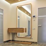 مرآة في مدخل الرماد الصلب مع الإضاءة