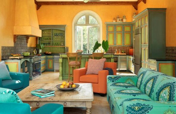 أريكة خضراء زرقاء