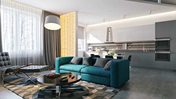 أريكة الفيروز في المطبخ