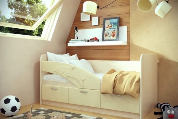 سرير مع صورة الدلفين