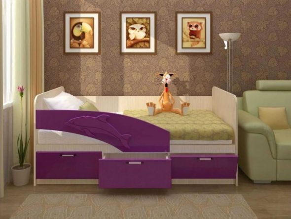 دولفين السرير مع فراش