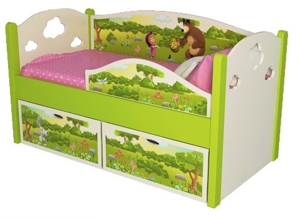 السرير مع الجانب والأدراج