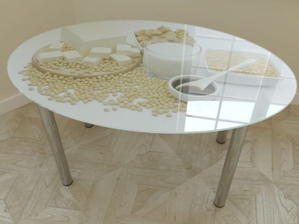 طاولة المطبخ مع صورة زجاجية