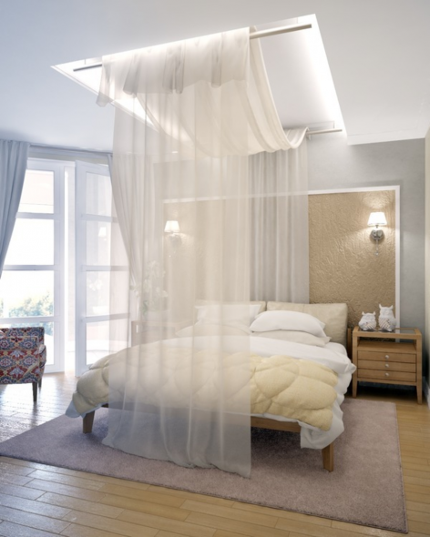 المظلة على السرير