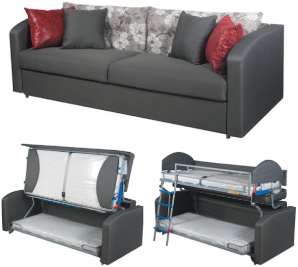 أريكة ، تتحول إلى سرير بطابقين