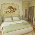 صور على السرير في غرفة النوم في الداخل