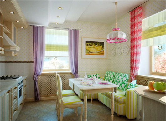 تصميم المطبخ مع أريكة على الطراز الريفي