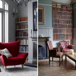 أرفف الكتب بجانب الموقد