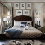 غرفة نوم مع التصميم الداخلي مرآة