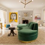 أريكة خضراء في المنزل