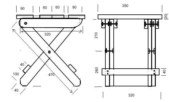 رسم كرسي قابلة للطي