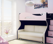 سرير بطابقين مع أريكة في الطابق السفلي