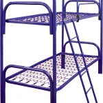 سرير بطابقين أزرق معدني