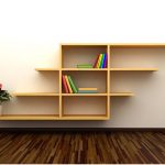 أرفف جدارية بسيطة على شكل سلالم لغرفة المعيشة