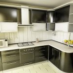 ركن المطبخ مع واجهات سوداء