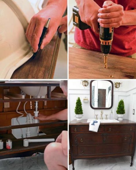 خزانة تحت الحوض بيديه