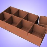 رف من صناديق من الورق المقوى