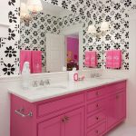 طاولة السرير تحت الحوض الوردي