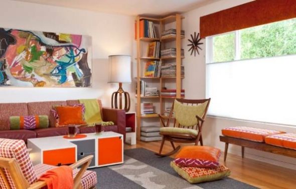 رفوف الزاوية في غرفة المعيشة