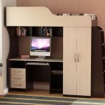 سرير بطابقين مع طاولة